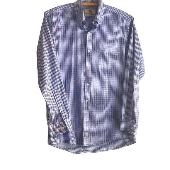 Club room men's button down shirt plaid dress fitted easy care 15 - Picture 1 of 12